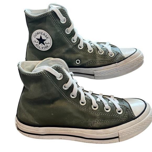 Converse Chuck Taylor All Star Sneakers Shoes Mens Size 4 Womens 6 Green Leather - Picture 1 of 12